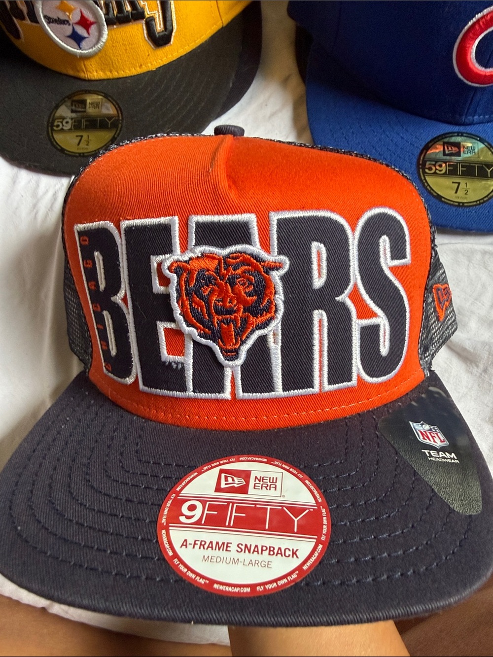 New Era Orange and Navy Chicago Bears Mesh Back Snapback